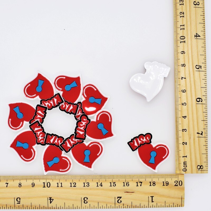 10Pcs Leuke Hartvormige Plaksteen Pvc Decoratie Fit Armbanden/Klomp/Telefoon Case/Haar Accessoire Charmes Kids meisjes Diy Craft: 3