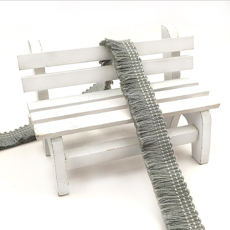 YACKALASI 50 Yds/Lot Short Fringe Tassel 100% Cotton Trimming Hanging Fringe For Curtain Dance Dress Appliques Trims 1.5cm Wide: grey