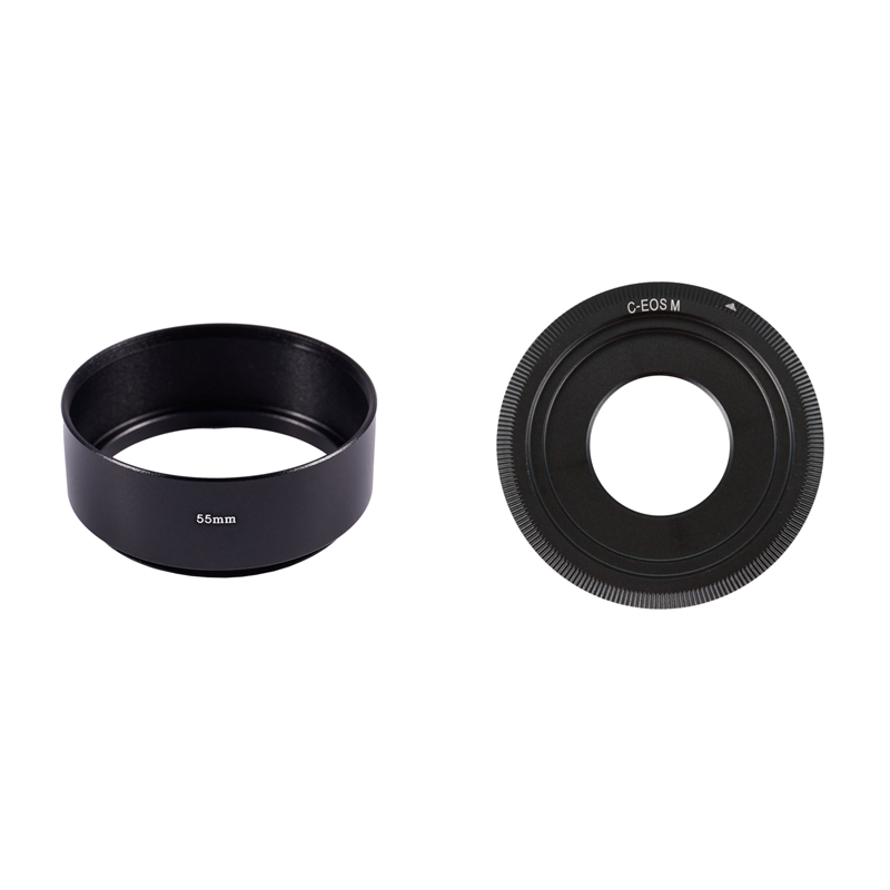 1 Pcs Replacement Screw In Mount 55Mm Camera Metal Lens Hood &amp; 1 Pcs C-Mount Cine Movie Lens