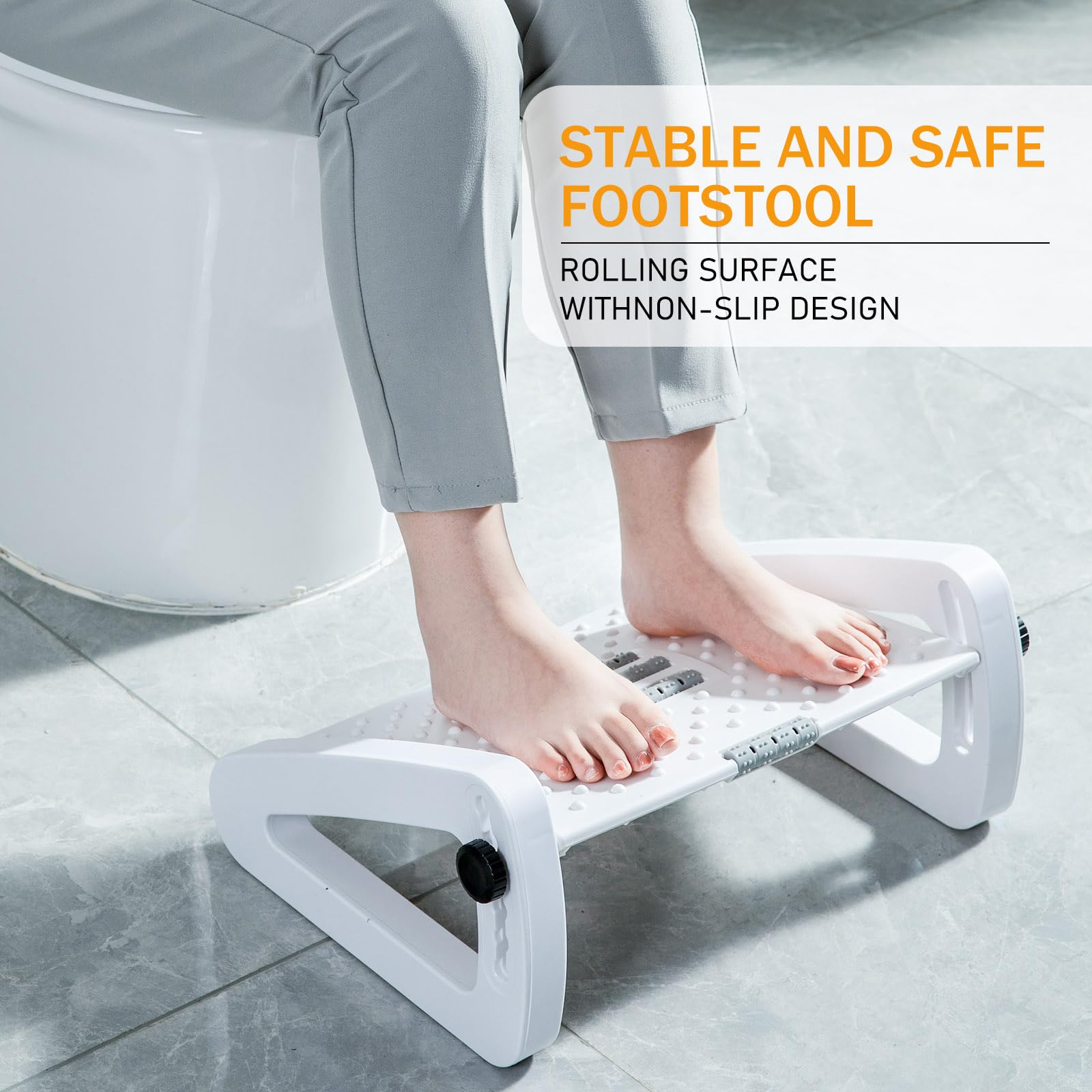 Voetsteun Voor Onder Bureau Verstelbare Voetsteun Ergonomische Voetkruk Massage Voor Drukverlichting Draagbare Voetenbank Beensteun Bureau: WHITE