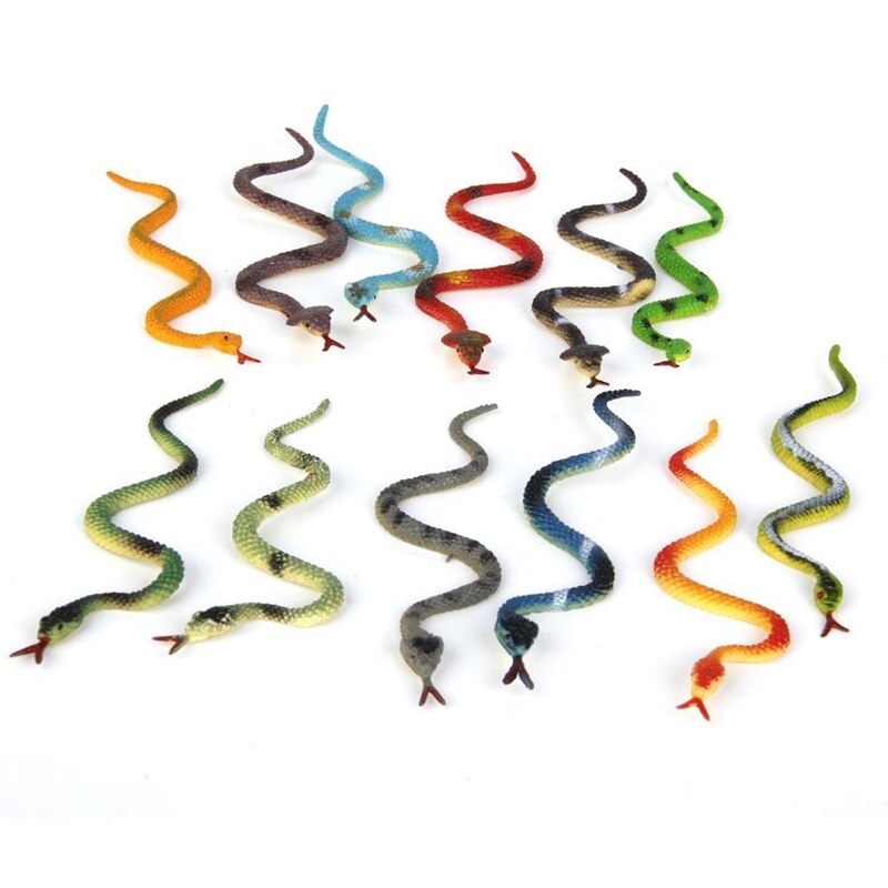 Plastic reptile animal snake model toy 12pcs multi... – Grandado