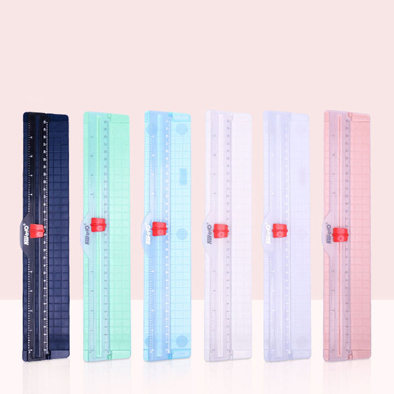 1PC Paper Cutter Portable Cutter Paper Slicer Scrapbooking Tool with Automatic Safety Protection Device and Side Ruler