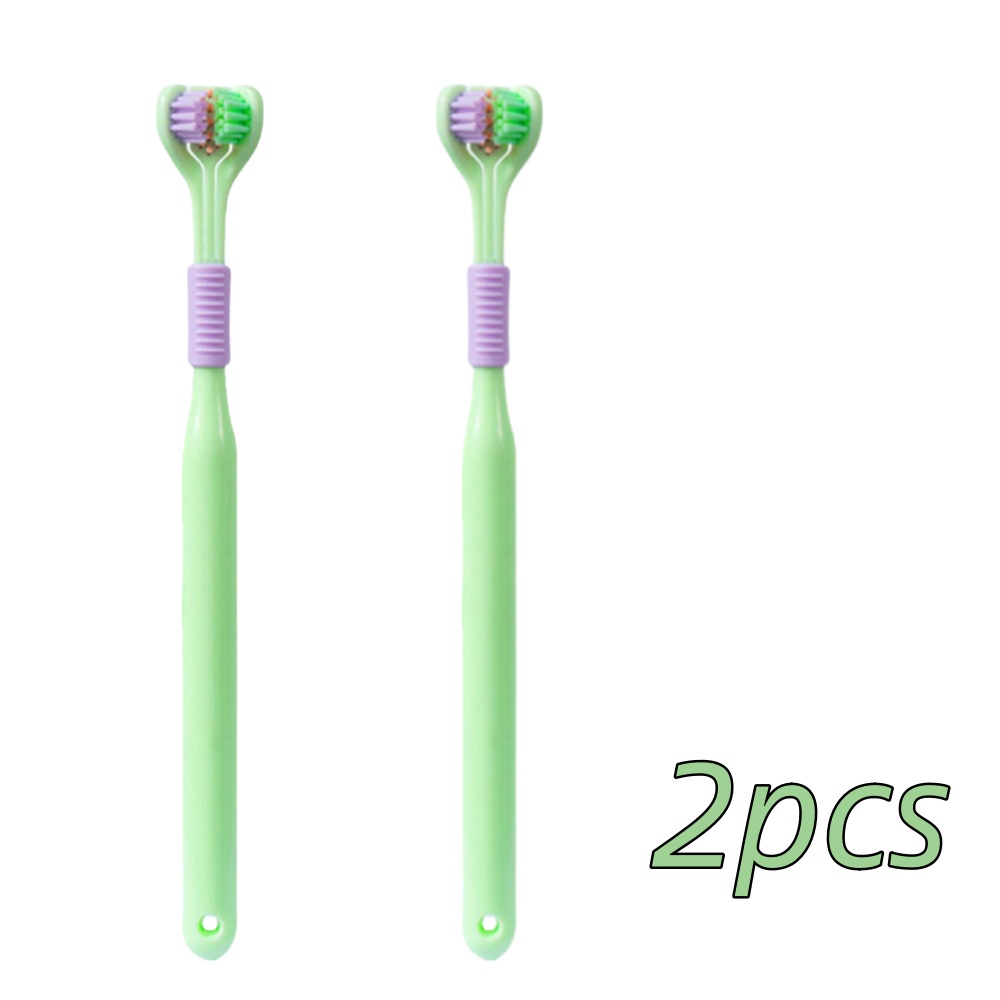 Cepillo de dientes de 3 lados de cerdas suaves, limpieza suave, cepillo de dientes para adultos para el cuidado completo de las encías, sensorial para autismo, herramienta de salud bucal, 4 Uds.: Oro