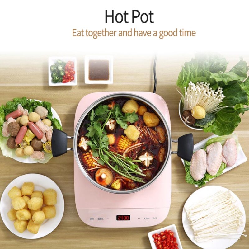 Electric Touch Control Induction Cooker Electromagnetic Oven Pot Heating Stove Adjustable Mode Household Cooktop 2100W