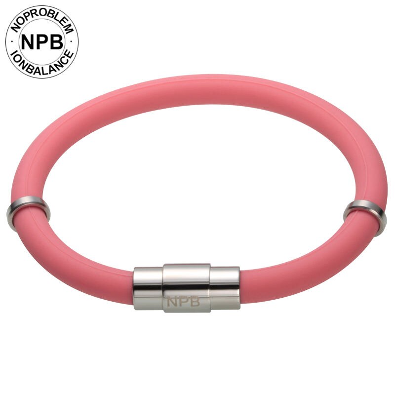 Noproblem waterproof ion balance sport power silicone wristband health tourmaline germanium bracelet: P094pink / 195mm
