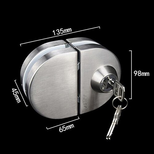 Glass Door Locks Single/Double Door No-need Punch Stainless Steel Central Frameless Glass Semicircular Lock Lockset: double door