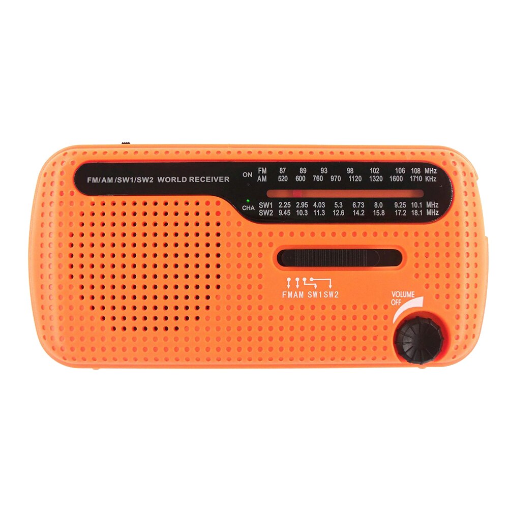 Solar Hand Crank Radio Portable AM/FM Radio with LED Flashlight for Outdoor Multifunctional Flashlight Emergency Power Supply: Orange