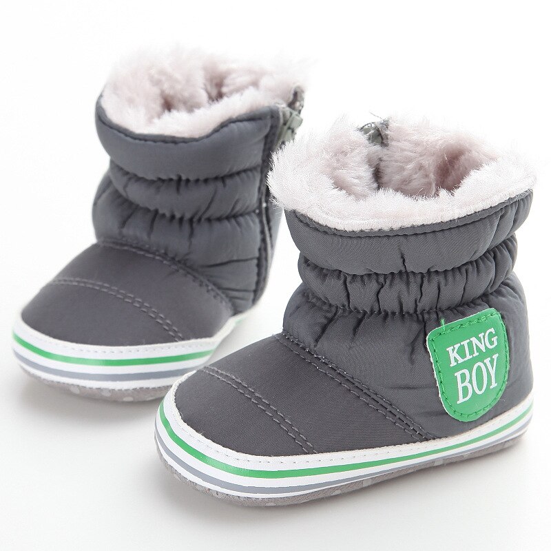 0-18Months Baby Boy Inverno Quente Botas de Neve Slip-Up Suave Sole Shoes Infantil Criança Crianças: grey / 2