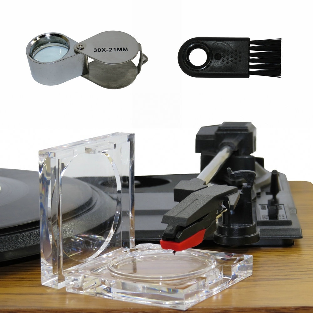 Turntable Stylus Cleaner Kit - Record Stylus Cleaner w/ Gel+Magnifier+Anti-static Brush Vinyl Record Player Accessories