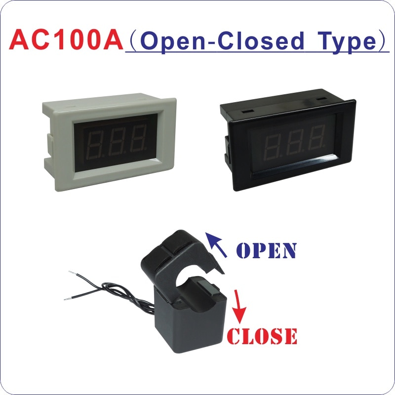 LED Display Red Digital Amp Panel Meter D85 AC Ampere meter AC 80-300V Current Meter AC 10A 30A 50A 100A AC Ammeter Black White