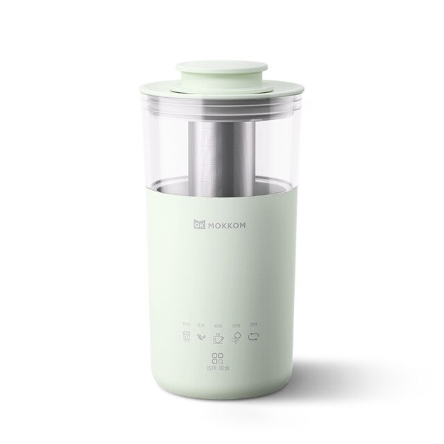 5 in 1 Electric Coffee Maker Multifunction Portable Milk Tea Machine 350ml Frother Automatic Tea Maker DIY Milk Tea Office: 220V Green
