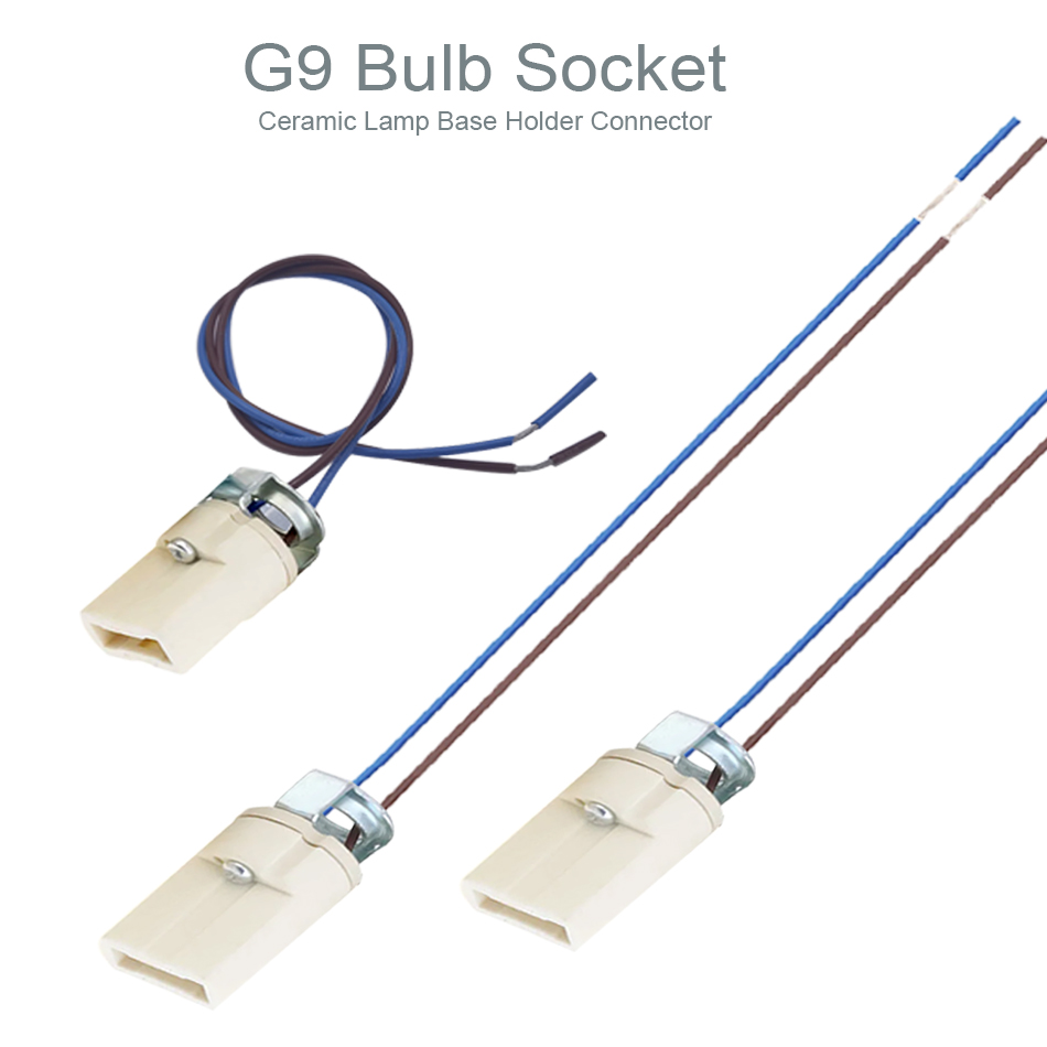 Douille d'ampoule G9, support de Base de lampe en céramique, connecteur de fil de 25cm, lampe halogène Led, Base de support d'ampoule