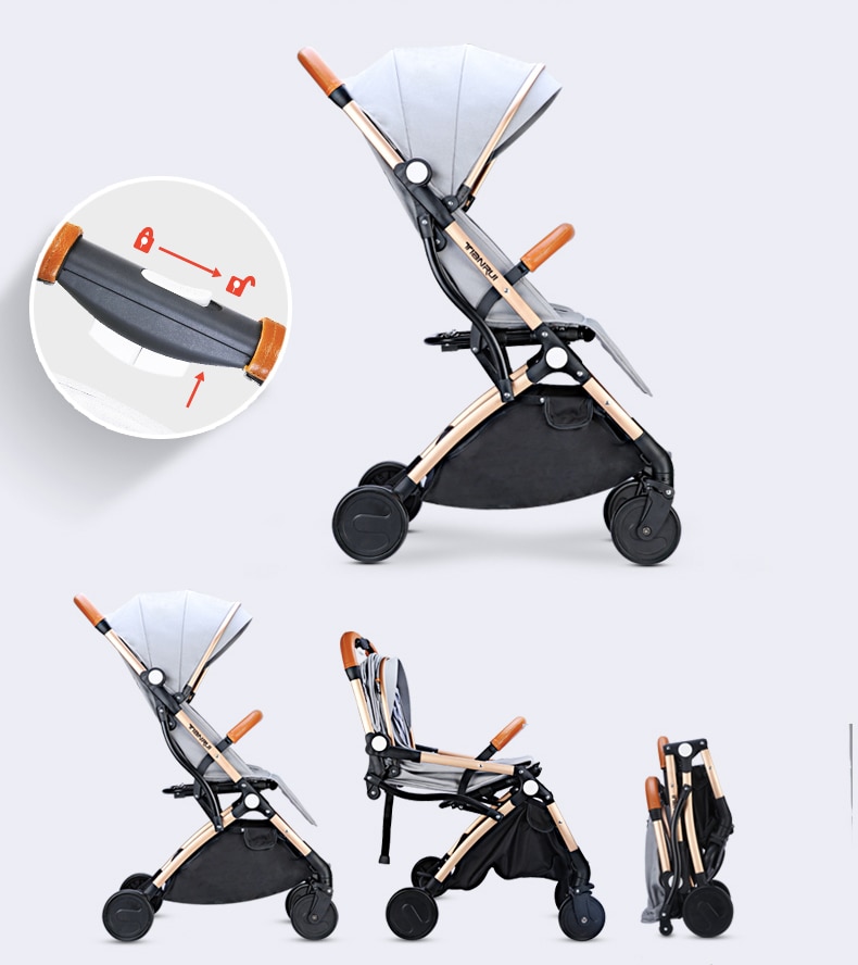 Mini poussette portable pour bébé, ultra légère, inclinable et pliable