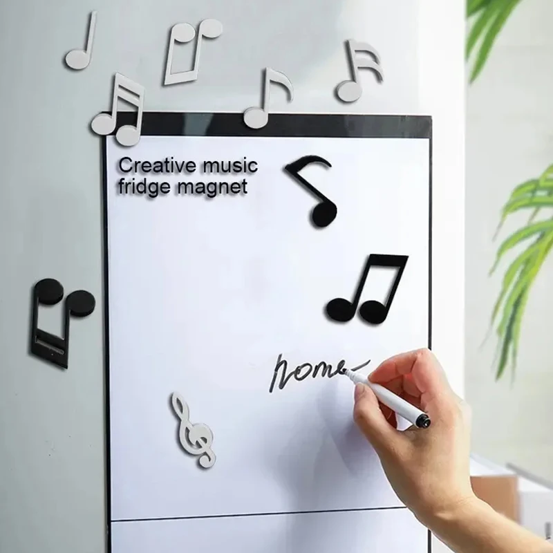 6 unids/set imanes de nevera notas musicales creativas imán refrigerador mensaje pegatina decoración del hogar