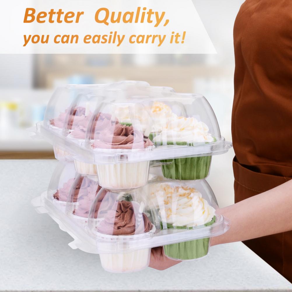 6 Gat/12 Gat Wegwerp Transparante Cupcake Container Milieuvriendelijke Goede Afdichting Prestaties Pet Cupcake Houder Opbergdoos