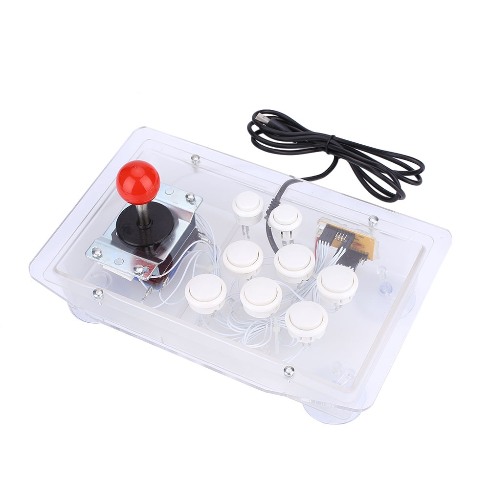 Genomskinlig klar akryl arkad joystick usb trådad datorspel joystick 8 riktningsknappar