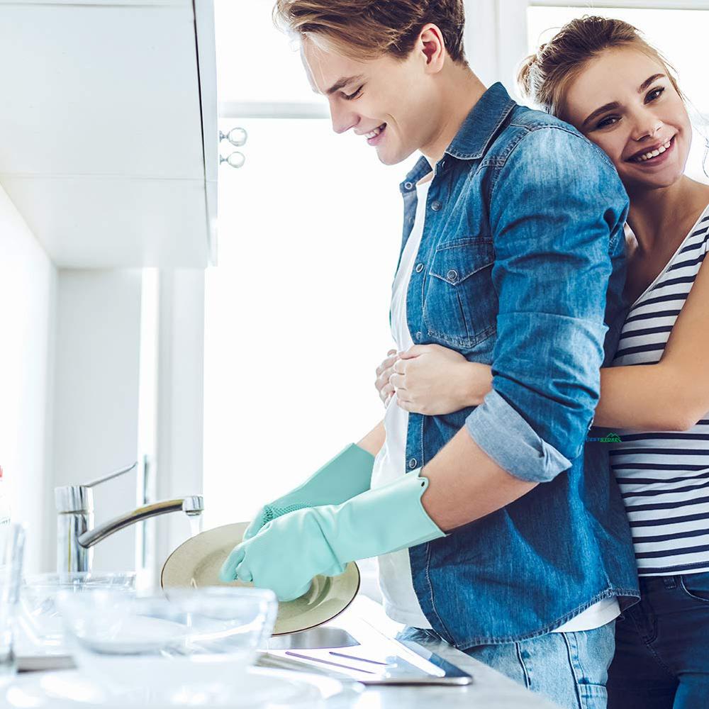 Magic Silicone Gloves Scrubbing Gloves For Dishes Dishwashing With Scrubbers Dish For Kitchen Car Wash And Pet Care 1Pair