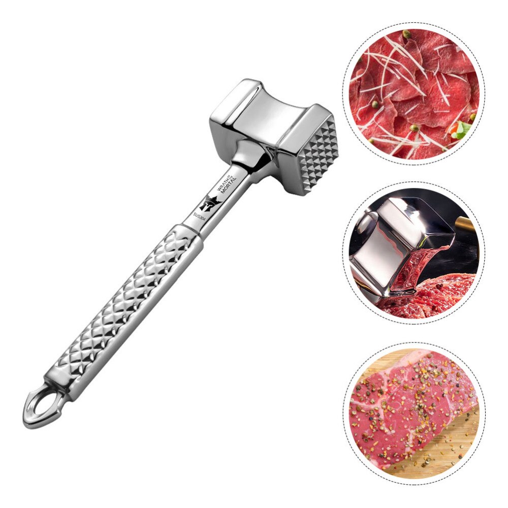 Roestvrij Staal Vlees Hamer Keuken Beefs Varkensvlees Tenderizer Steak Tenderizer Tool Dubbelzijdig Pounder Mallet