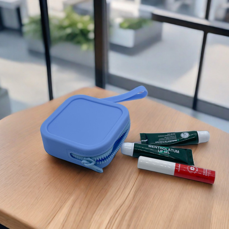 Solid Color Silicone Square Coin Purse INS Mini Small Item Bag Lipstick Cosmetic Bag Data Cable Storage Bag Women
