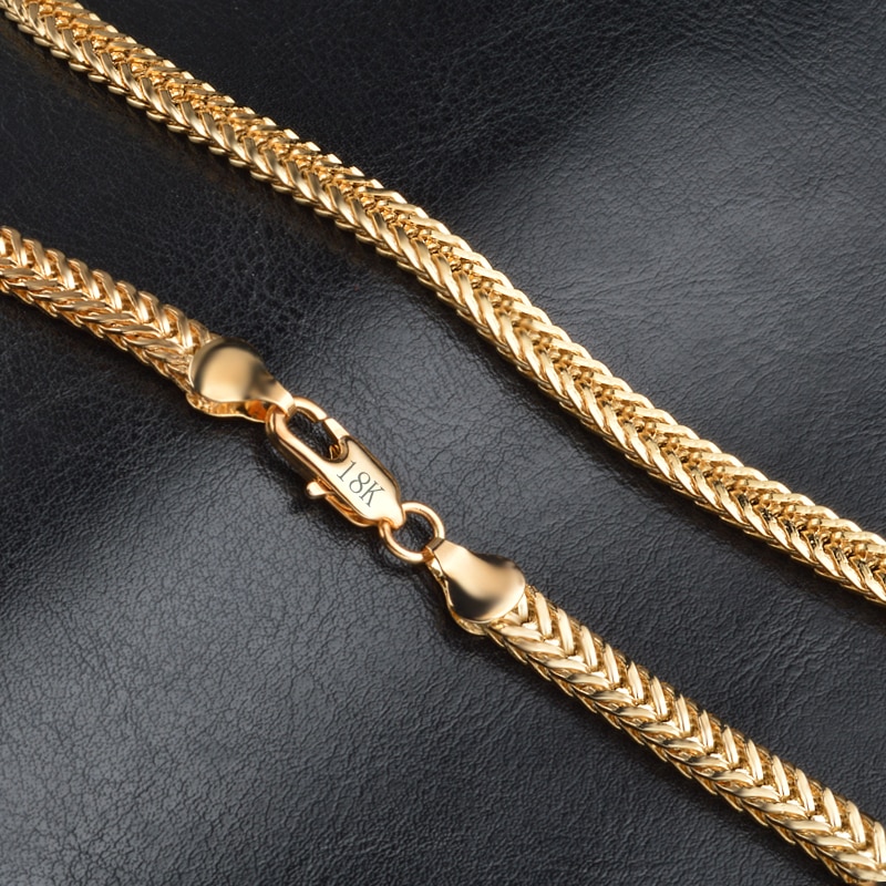 20Inch 6MM Necklace Gold Color Chain Neckacle Jewelry Thick Chain For Women And Men