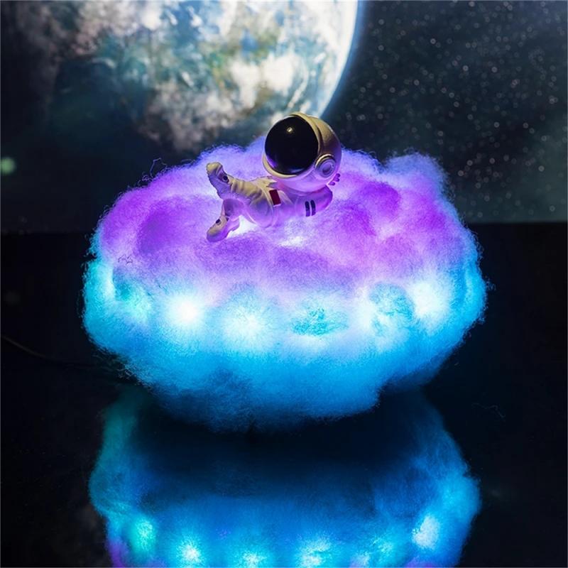 Astronaut Wolken Nachtlampje Ruimte Astronaut Led Lamp Nachtlampje 3D Regenboog Effect Kleurrijke Wolken Licht Met Afstandsbediening: 1