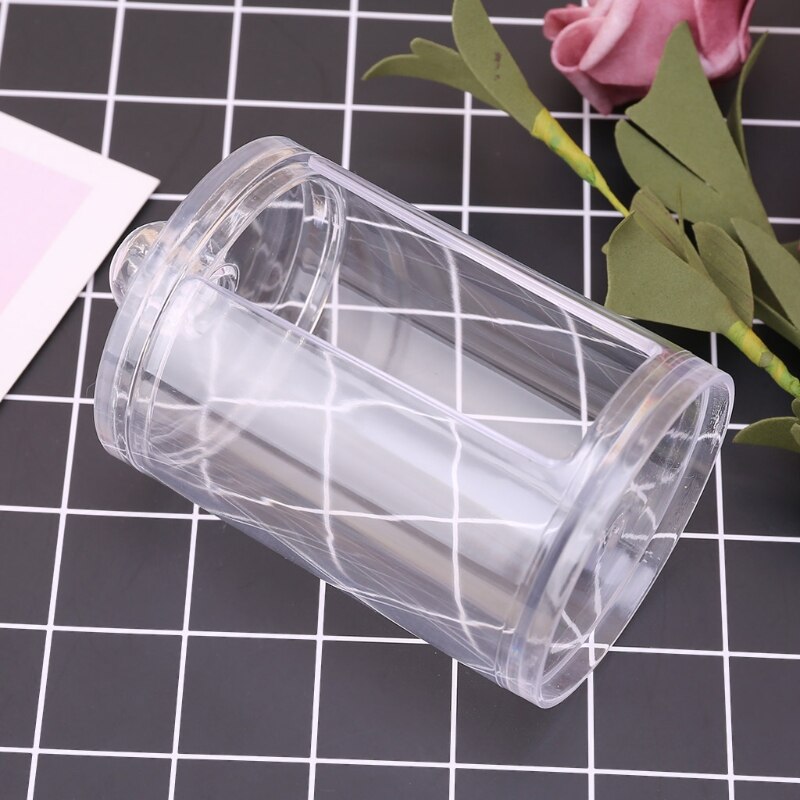 Gennemsigtig plastik organizer box rund beholder opbevaring makeup vatpind
