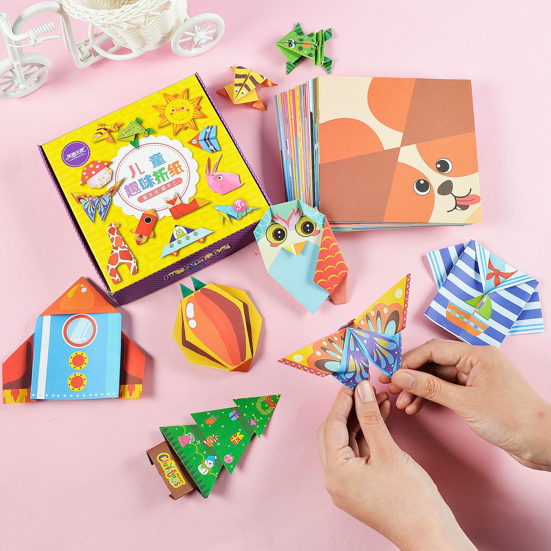 Puzzle 3D, jouet pliant pour enfants, livre en papier Origami pour motifs d&#39;animaux, fait à la main, jouets d&#39;artisanat de maternelle, 54 pièces