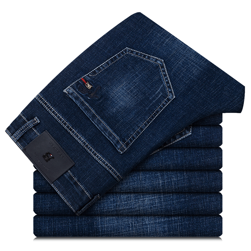 Syksy ja kesä miesten plus size farkut elastisuus brittiläinen business casual suorat pitkät housut yksiväriset ohuet housut