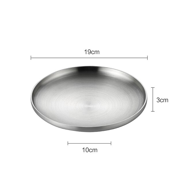 304 Edelstahl Runde Platte, Doppel-Doppelwandige Isolierte Abendessen Platte, Platten für Snack, Gerichte und Obst: 19CM