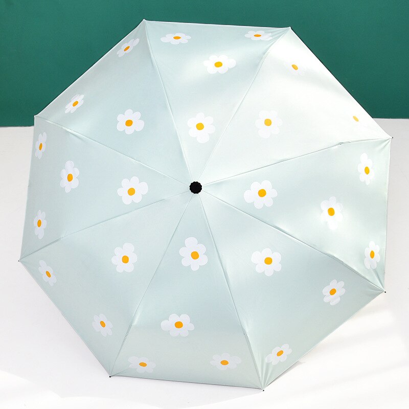Rain Umbrella Parasol Folding Parasol UV-Protection Rain Or Shine Dual Purpose Umbrella Hipster eye charm san: Manual Light Green  Thick Vinyl