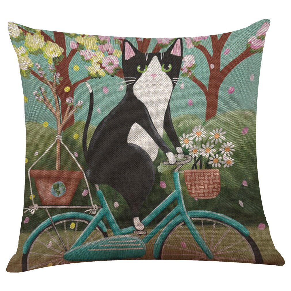 Mignon chat impression housse de coussin Kissen oreillers décoratifs pour canapé-lit maison taie d'oreiller Cojines Decorativos Para Sofá: I