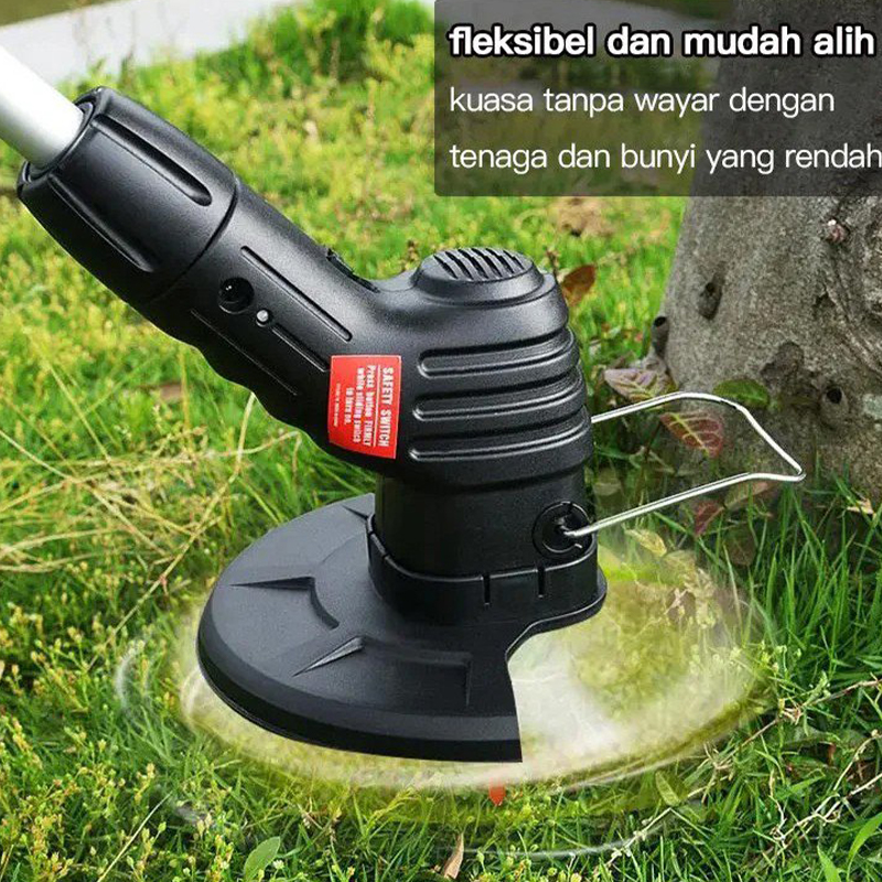 Lawn Mower Electric Grass Trimmer with 2 Batteries Wireless Cordless Lawn Mower Length Adjustable Garden Pruning Cutter Tool