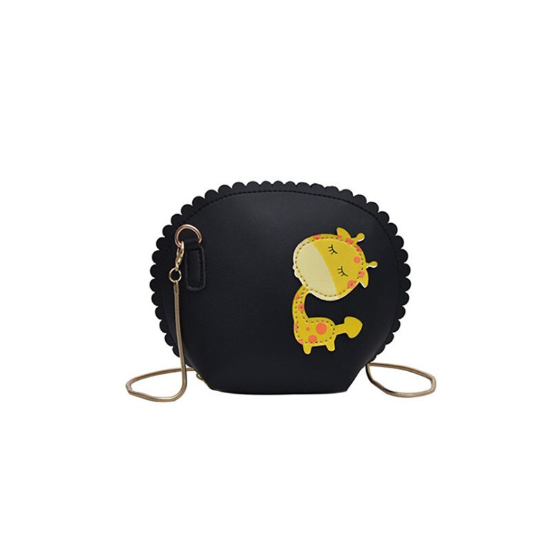 Mini Cartoon Cross Body Bag Kind PU Lederen Tas Kinderen Kleine Cartoon Schoudertassen meisjes schoudertas leuke #15: Black