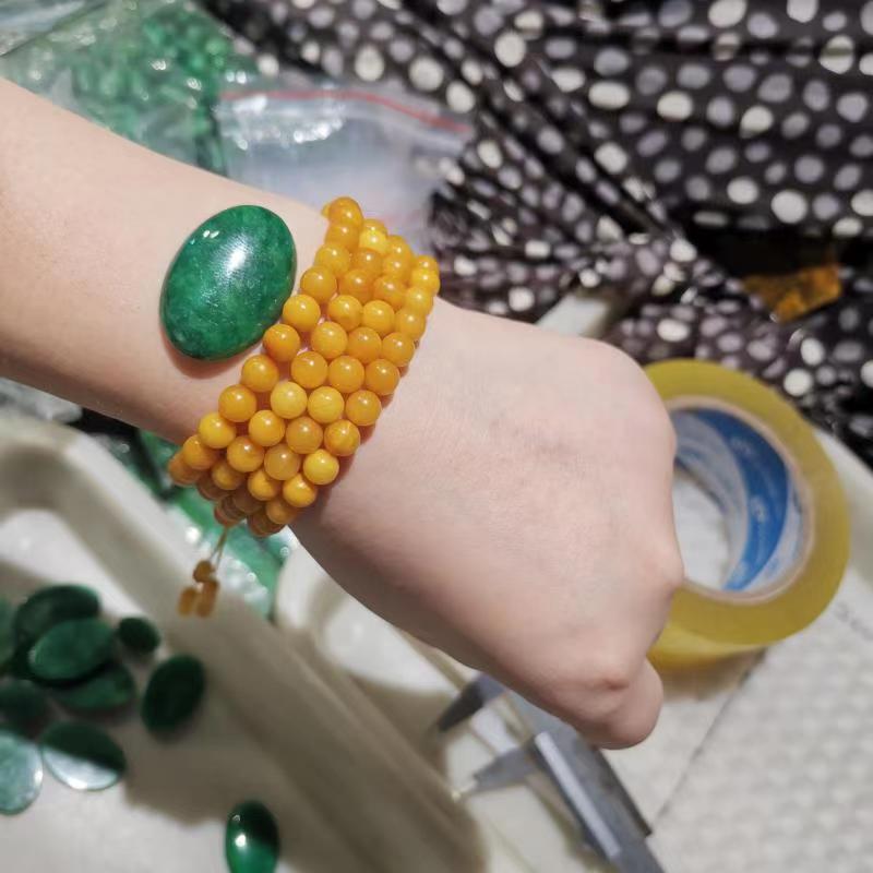 1 pz/lotto pietra naturale verde giada ovale pietra preziosa intarsiato pendenti bracciali e altri accessori gioielli gemme nude all&#39;ingrosso fai da te