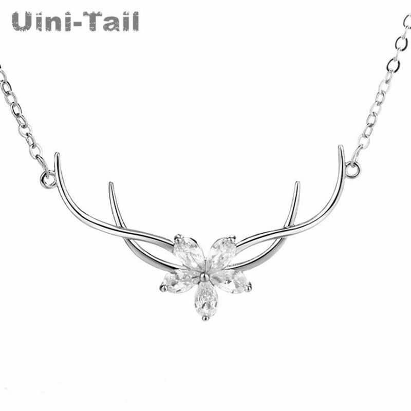 Uini-queue-collier en argent Sterling 925, sautoir en Elk rose, tendance, tempérament, de noël, tendance