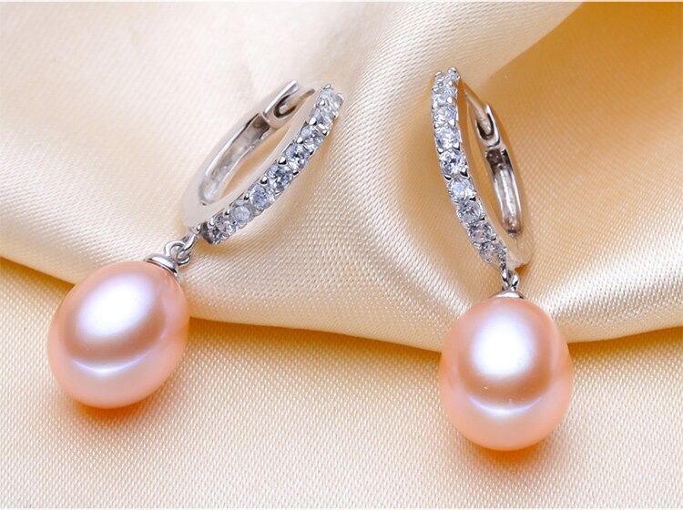 Real Gray Parel Oorbellen Voor Vrouwen, Wedding Zoetwater Parel Oorbellen 925 Sterling Zilveren Sieraden Oorbel Meisje Beste Cadeau: pink pearl earring