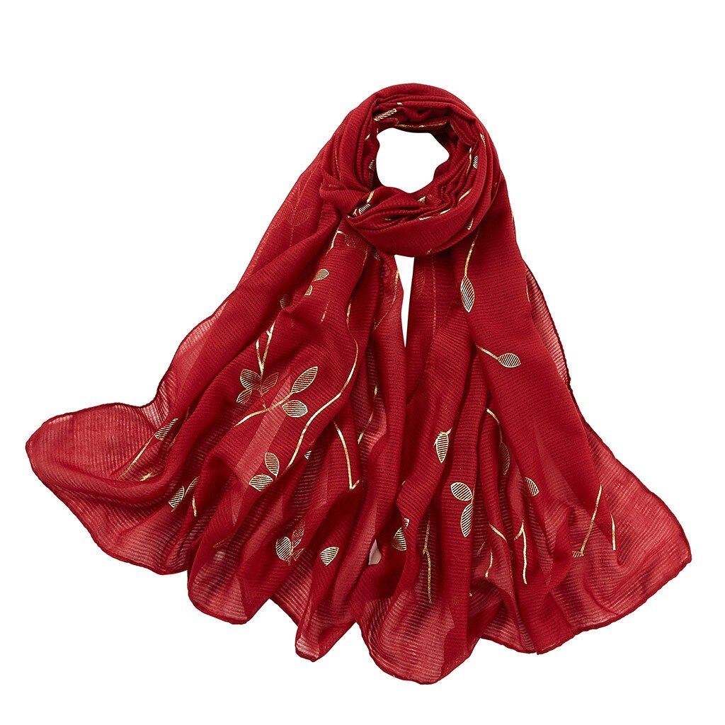 Vrouwen Chiffon Hoofddoek Bloemenprint Hoofd Slijtage Hijab Lange Sjaal Moslim Sjaal Islamitische Hijaabs Arabische Wrap Hoofd Sjaals: Wine