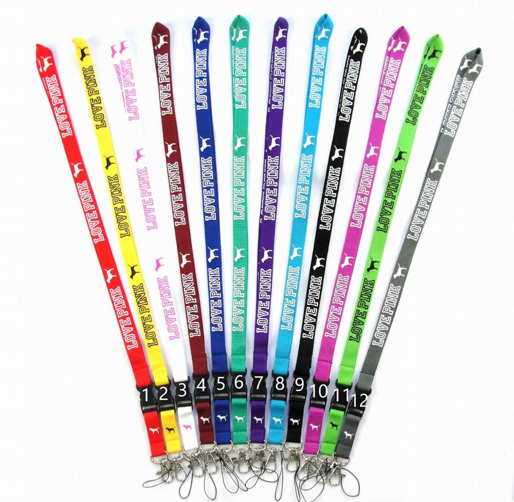10pcs/lot 1.5cm*105cm Cellphone lanyard Straps Clothing Keys Chain ID cards Holder Detachable Buckle VS Love PINK Lanyards