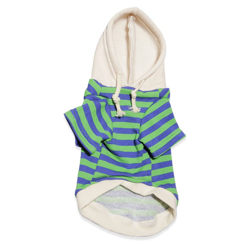 Hond Hoodie Puppy Casual Streep Sweatshirt Franse Bulldog Chihuahua Warme Katten Honden Kleding Voor Kleine Middelgrote Honden Pak Pug: Green / Xxl