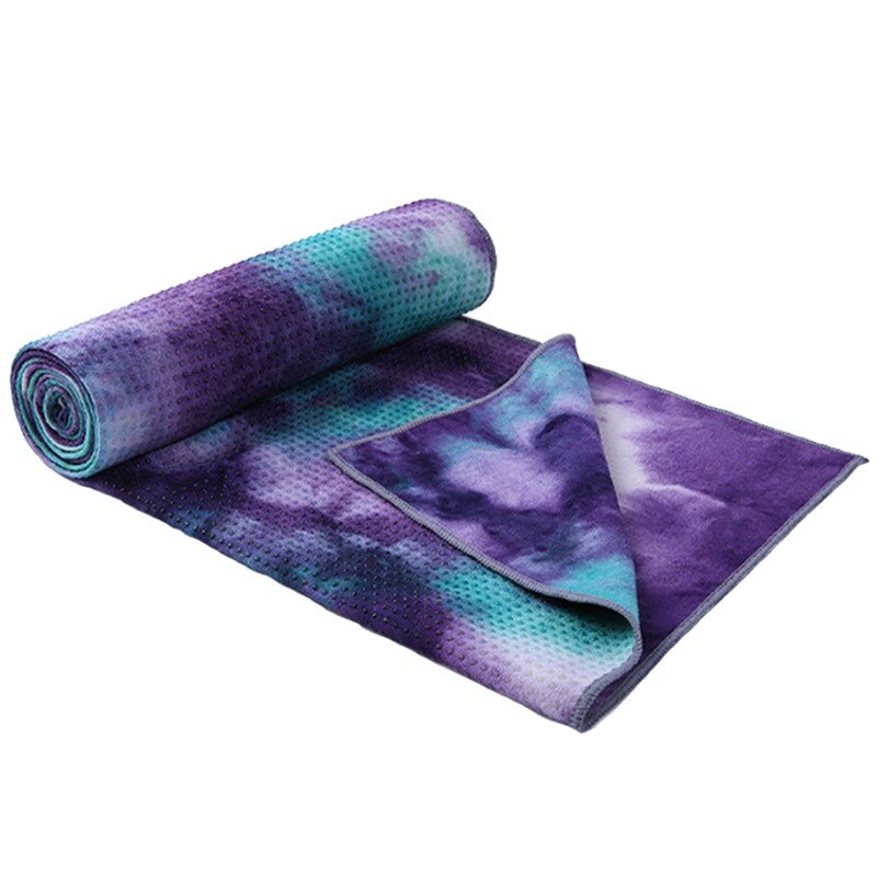 Gimnasio nadar antideslizante Toalla de La Yoga de viajes Deporte Fitness Ejercicio de Yoga Pilates Mat Tie-dye impreso Yoga Mat 183x63cm: Negro