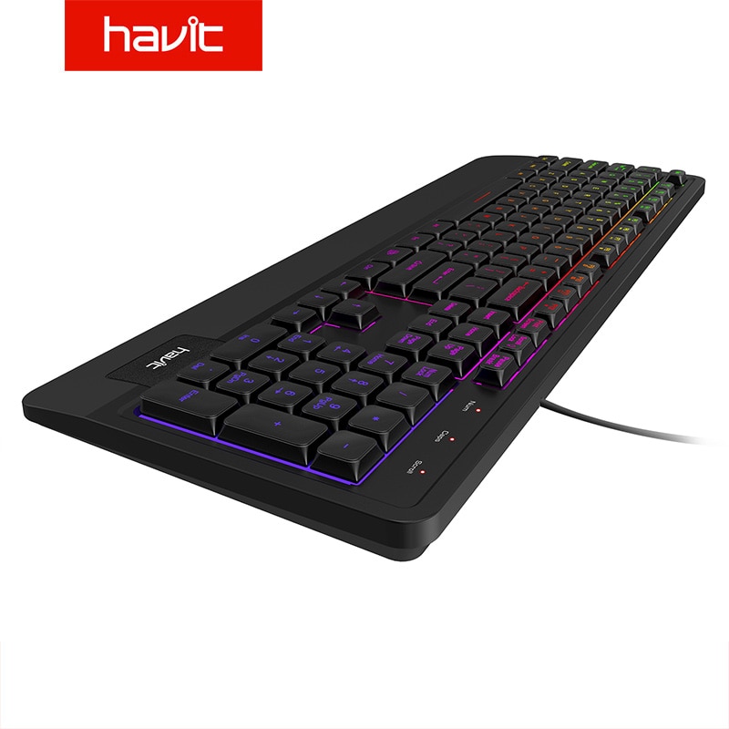 Havit Wired Keyboard, USB Quiet Backlit Computer Keyboard LED Gaming Keyboards Wrist Rest 104 Keys for Office PC Desktop Laptop