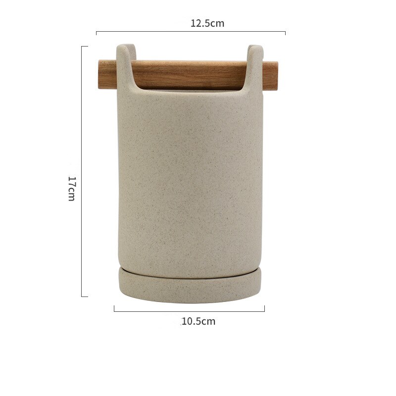 Keramische Keuken Bestek Opslag Buis Met Afdruiprek Bodem Gadgets Gereedschap Organizer Box Accessoires Gebruiksvoorwerpen Conatiner Houder Jar: Khaki S