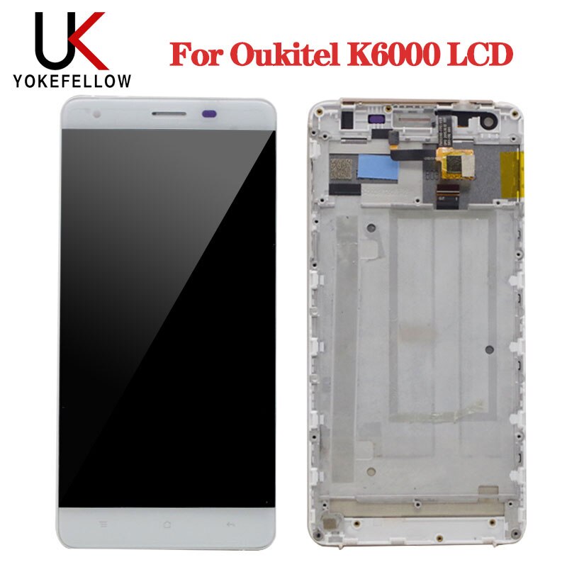 LCD Display For Oukitel K6000 LCD Display Screen With Touch Screen Assembly With Frame For Oukitel K6000 Replament Dipslay LCD: White frame K6000