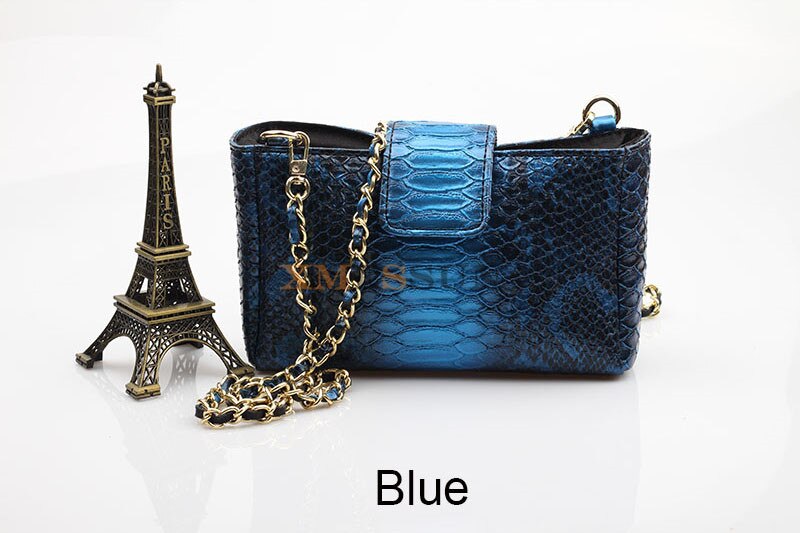 XMESSUN Mode Handtas Reliëf Python Lederen Schoudertas Cross-body Bag Lady Handtas Pouch Trendy Tas: Blue