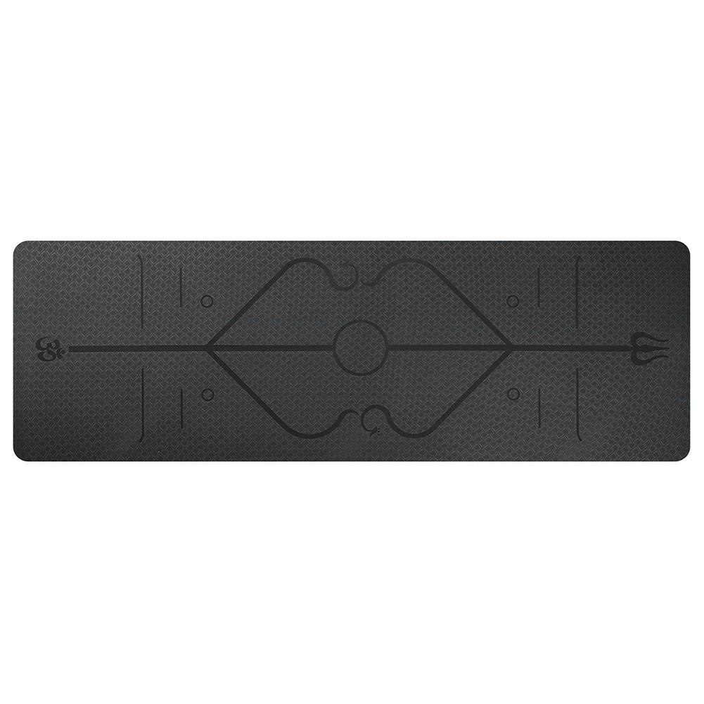 Tpe yogamåtte dobbeltfarvet skridsikker tæppemåtte med positionslinje til begyndergymnastik fitnessudstyr gymnastikmåtter 1830 x 610 x 6mm: H