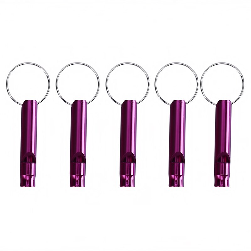 5PCS Fischietti s Formazione Fischietti di Alluminio Multifunzionale Di Sopravvivenza Di Emergenza Fischietti Keychain per il Campeggio Trekking Sport All'aria Aperta: purple