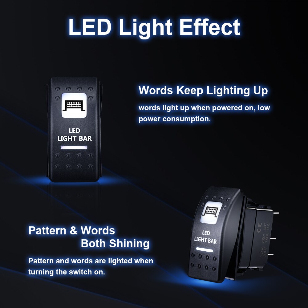 Music Rocker Switch Illuminated LED Light Bar For Can Am Maverick Commander for Yamaha For Polaris Ranger