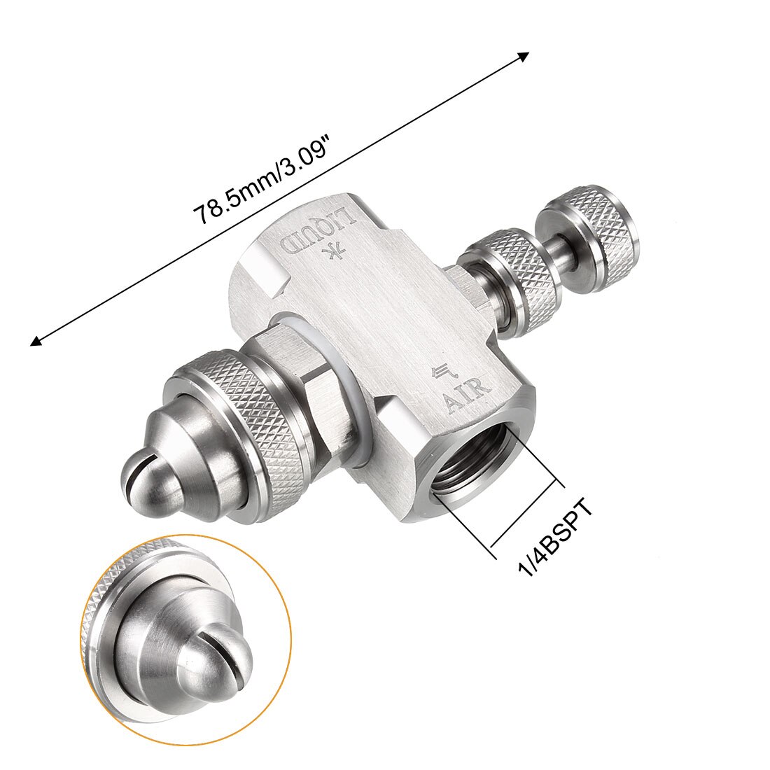 uxcell Air Atomizing Nozzle 1/4BSPT Misting Low Pressure Flat Fan Solid Cone Wide Angle Mix Type Spray Tip Nozzles