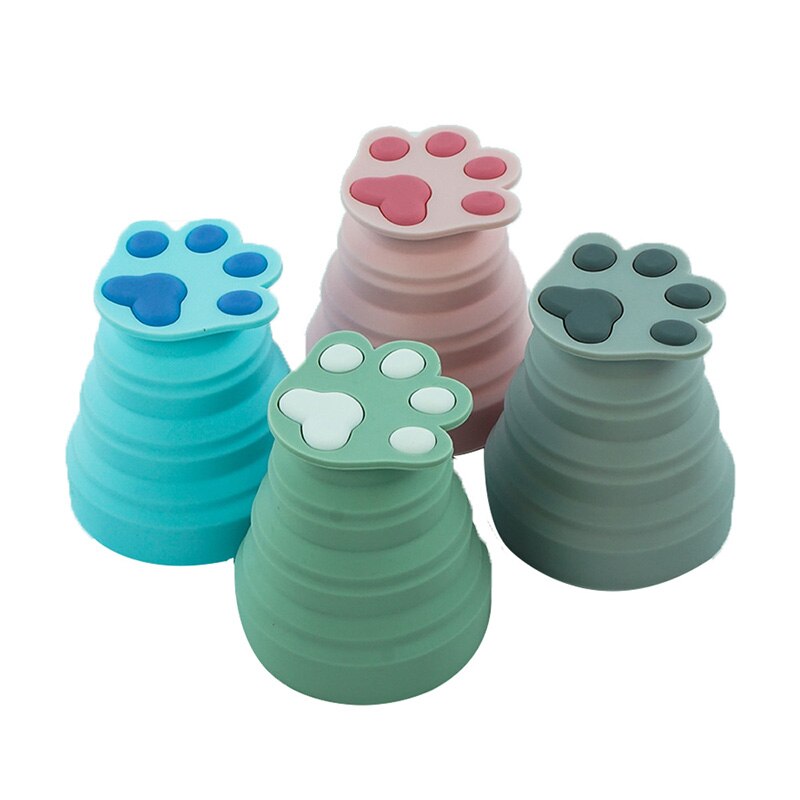 Søde silikone foldekop med hundepote vand foldekop silikone kopper rejse bærbar til barn: Tilfældig farve