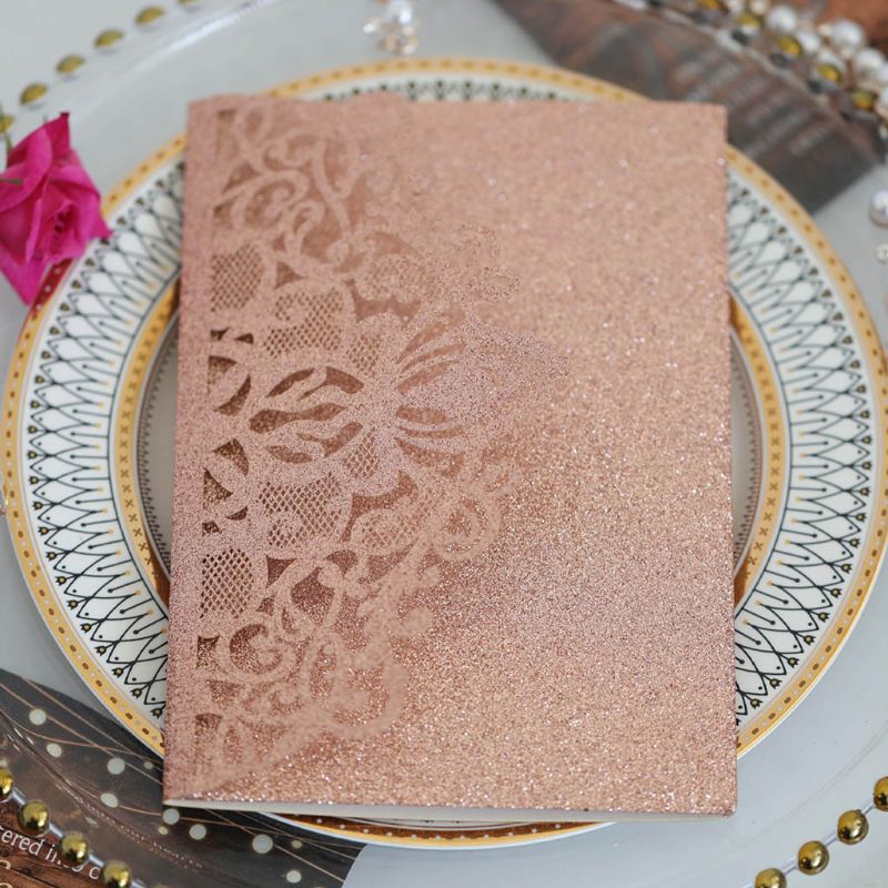 Bride Groom Wedding Invitations Card Delicate Hollow Carved Lace Romantic Greeting Cards Wedding Decoration Party Supplies